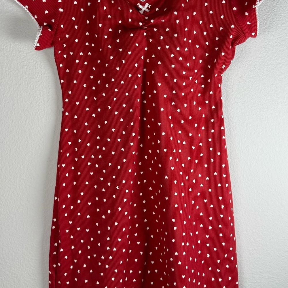 Art Class Red Dress with Heart Pattern